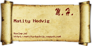 Matity Hedvig névjegykártya